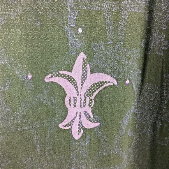 JGs Mad Lab Pants Womens Sz L Dark Purple Art To Wear Fleur De Lis Wide Leg - Picture 5 of 10